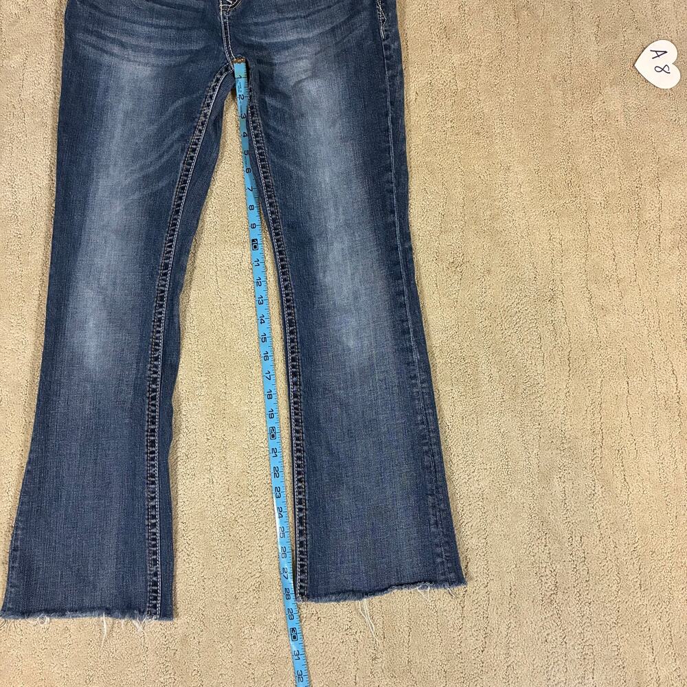 Y2K Grace Easy Fit Western Boot Cut Jeans Women 30 Bling Button Pockets Faded - Picture 4 of 7
